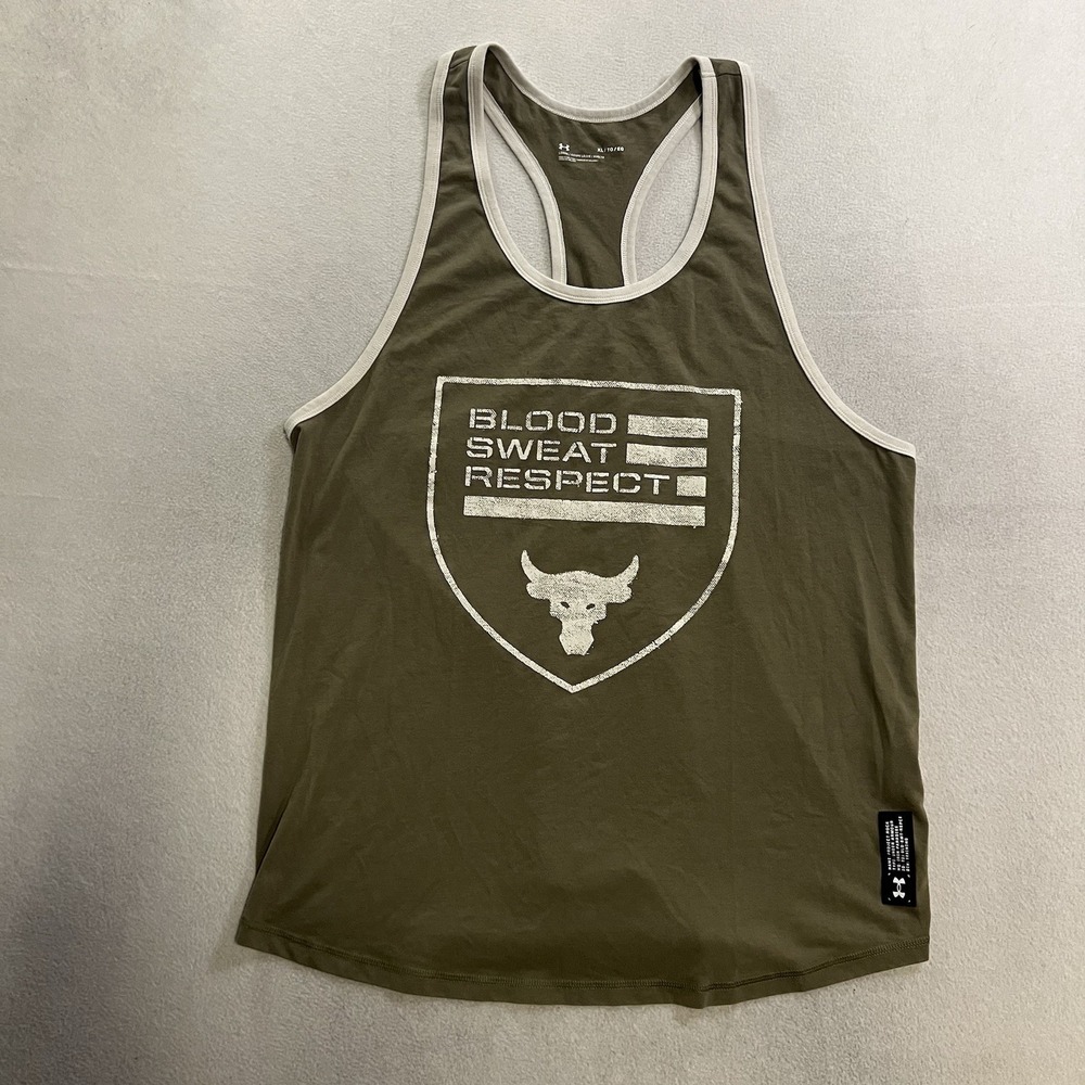 Under Armour UA 1370487 Project Rock Men's XL BSR Flag Tank Loose fit Tent StoNE